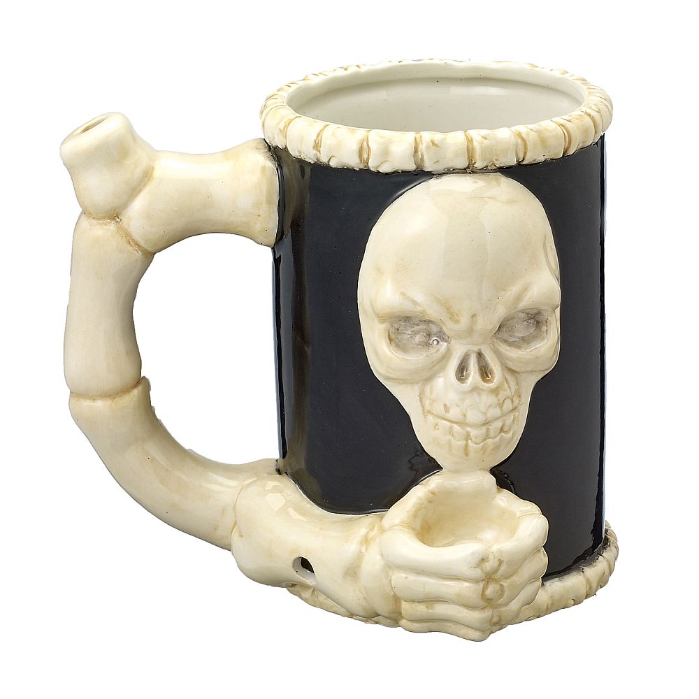 SKULL & BONES Ceramic Pipe Mug Cool Trendy Gift Party Fashioncraft