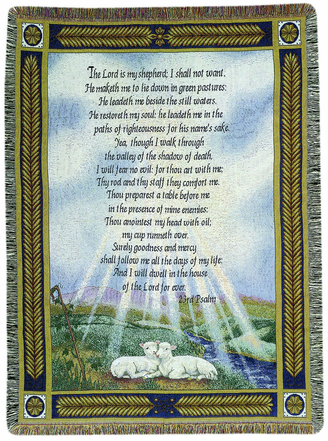 Manual Woodworkers 50 x 60-Inch Tapestry Throw, 23rd Psalm The Lord Is My Shepherd