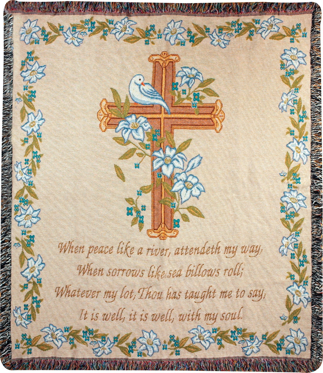 Manual Woodworkers Inspirational Collection Tapestry Throw with Verse, It Is Well With, 50 X 60-Inch