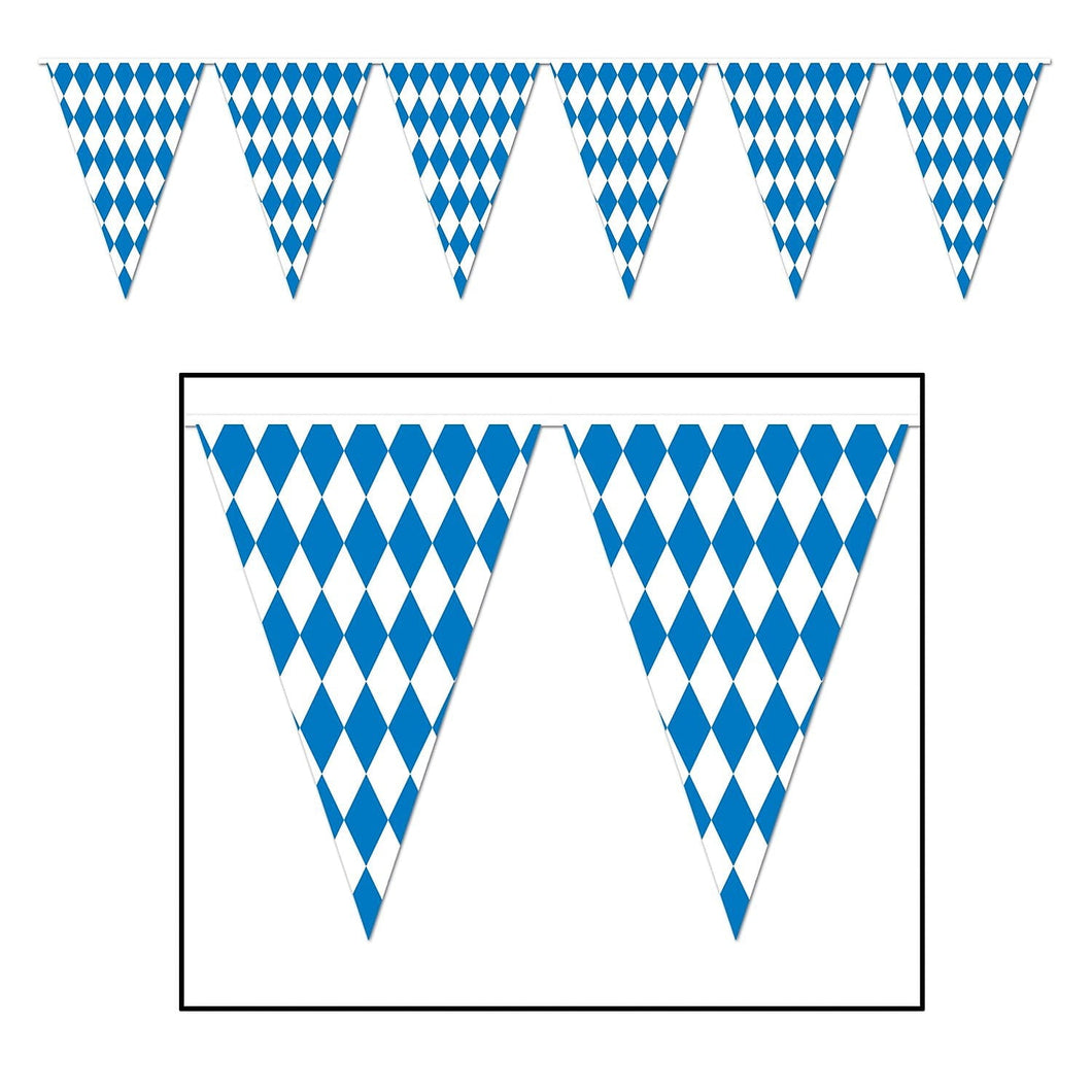 Beistle 120 Foot Oktoberfest Bavarian Check Flag Pennant Banner