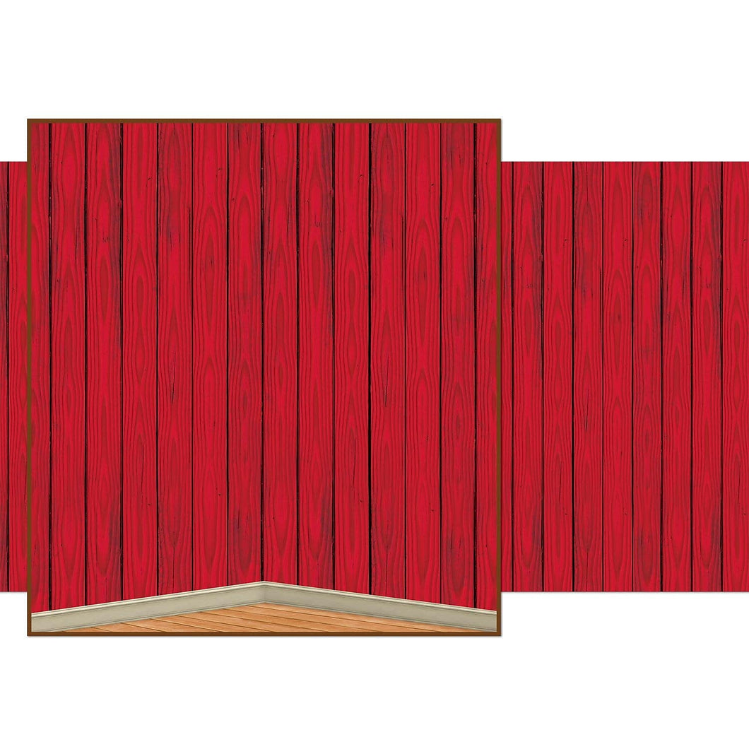 Beistle 4' x 30' Red Barn Siding Backdrop 52057