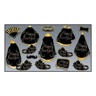 Beistle 88515BKGD10 Simply Paper New Year Assortment for 10 Party Accessory, Black & Gold