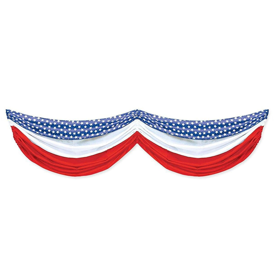Beistle Stars and Stripes Fabric Bunting, 5-Feet 10-Inch, Red/White/Blue