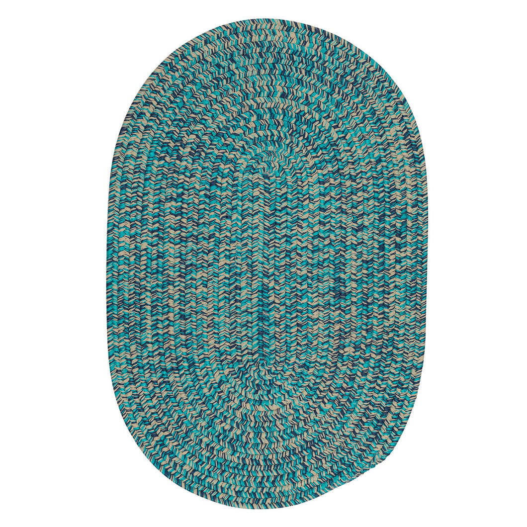 Colonial Mills 2' x 3' Turquoise Blue All Purpose Handmade Reversible Oval Mudroom Area Throw Rug