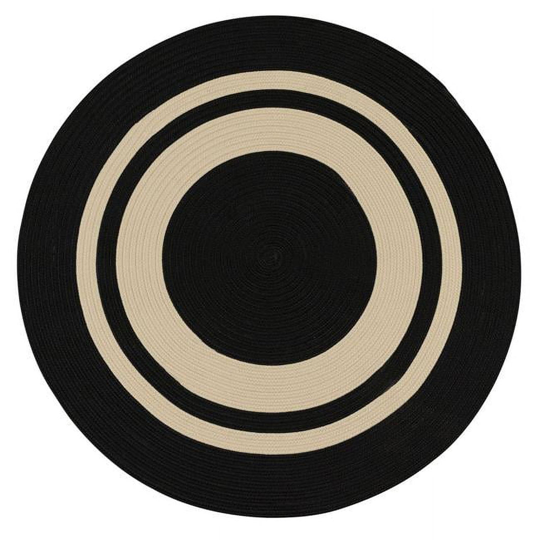 Colonial Mills 5' Black and Beige Round Handmade Braided Area Throw Rug