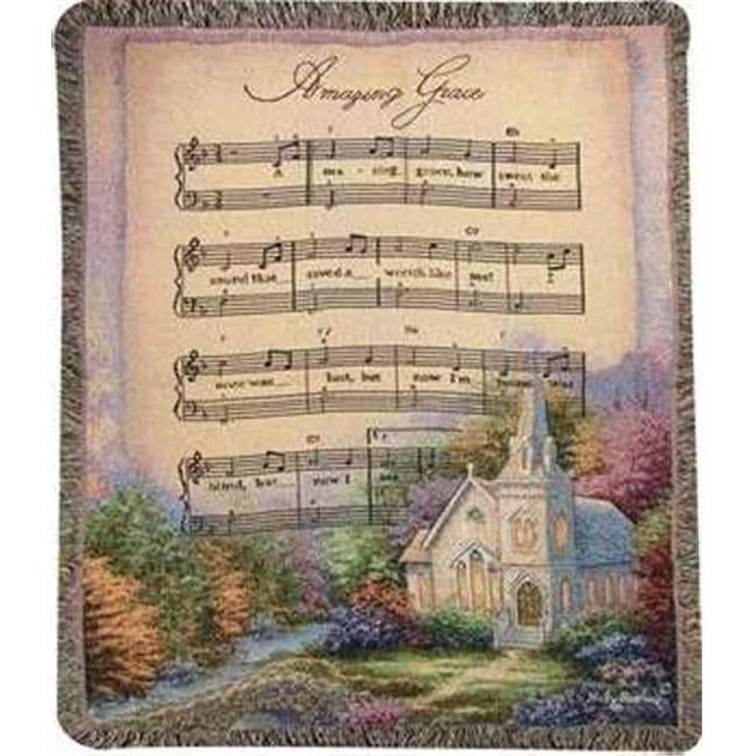 Manual Woodworkers & Weavers 104470 Throw - Church In The Country - Amazing Grace Tapestry - 50 x 60 in.