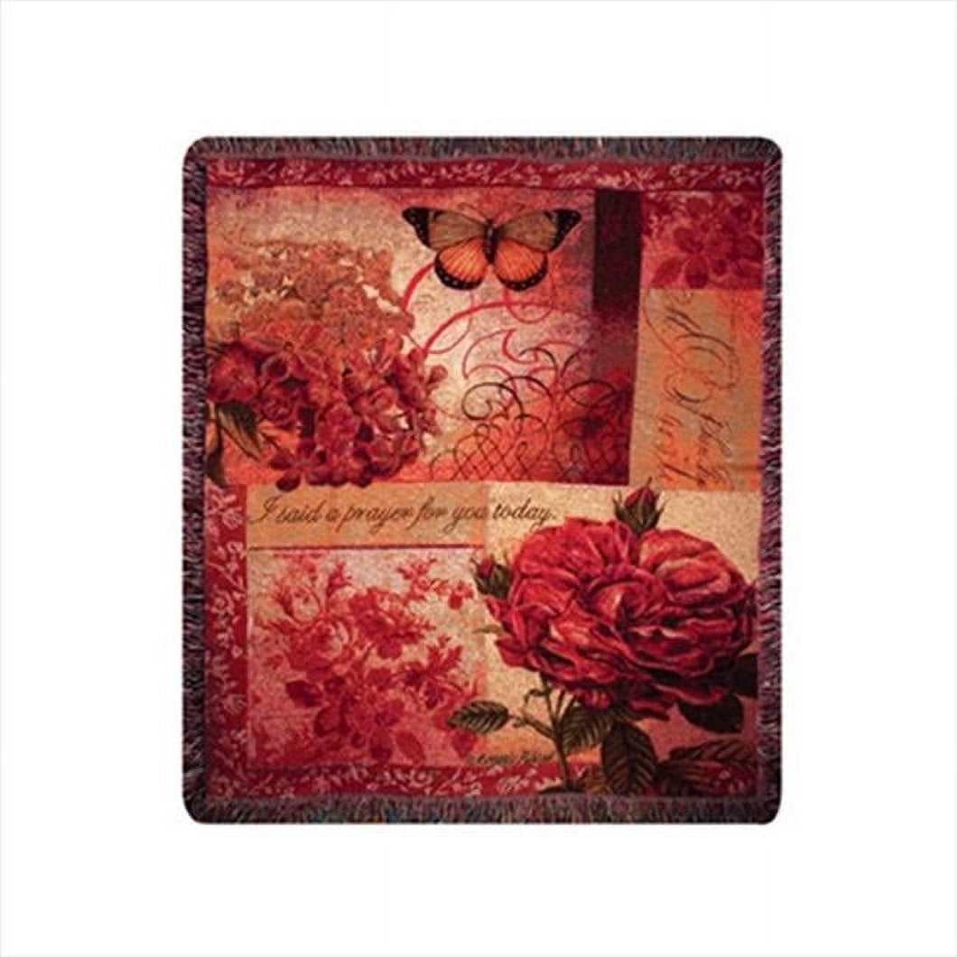 Manual Woodworkers and Weavers ATSBLV Spring Blooms With Verse Tapestry Throw Blanket Fashionable Jacquard Woven 50 X 60 in.