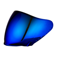 Blue motorcycle windshield on a white background