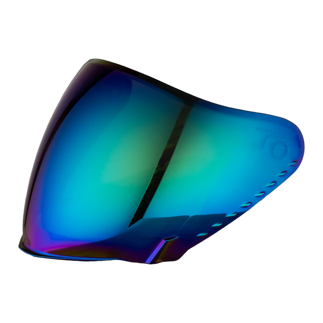 Multicolored motorcycle visor on a white background