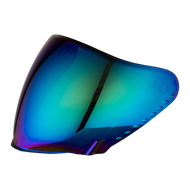Multicolored motorcycle visor on a white background