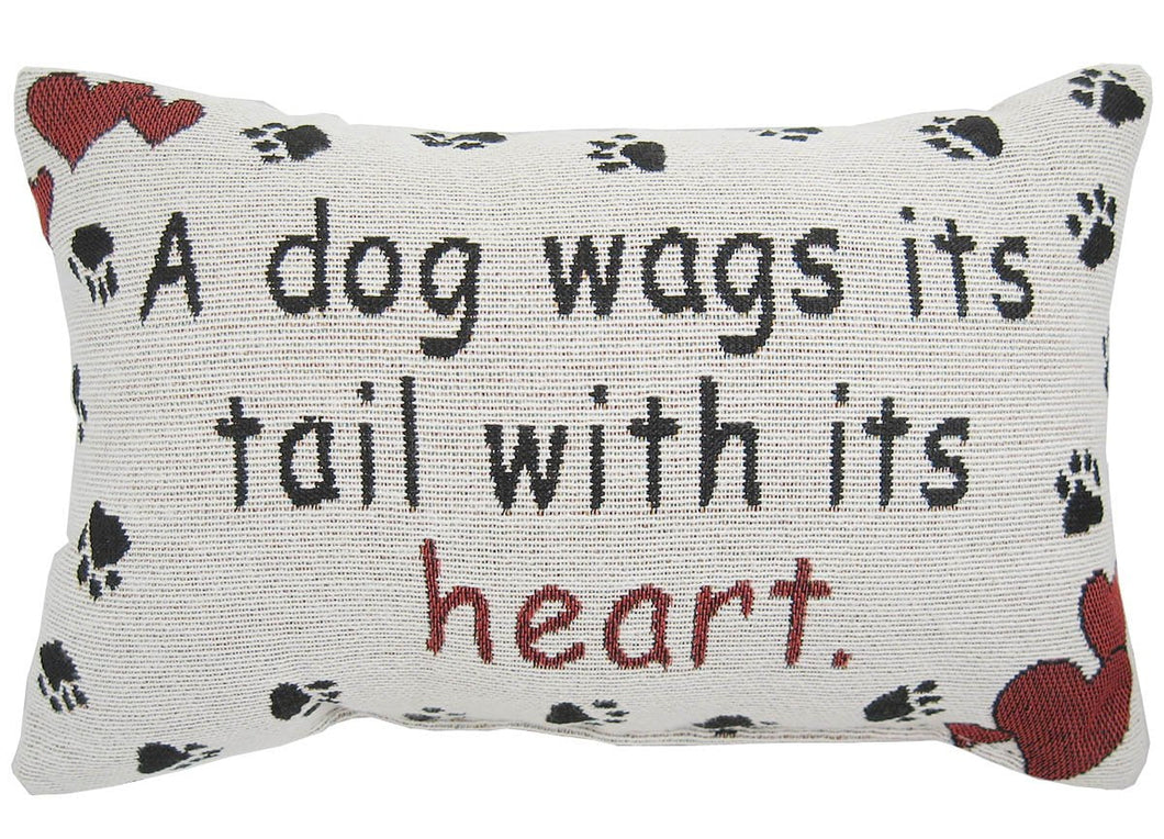 A Dog Wags Its Tail With Its Heart Throw Pillow - 12 - 1/2 by 8 - 1/2 - Inch - AT TEN Distribution