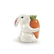 Abbott Collection Bunny & Carrot Salt & Pepper Shaker Set - Ceramic, White/Orange (3.5 inches H) - AT TEN Distribution