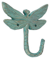 Abbott Collection Cast Iron Dragonfly Wall Hook, Light Green (5.5