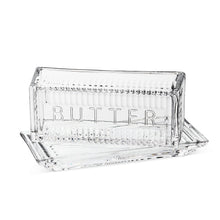 Load image into Gallery viewer, Abbott Collection Quarter Pound Butter Dish with Lid, Clear Glass (7" Long) - AT TEN Distribution
