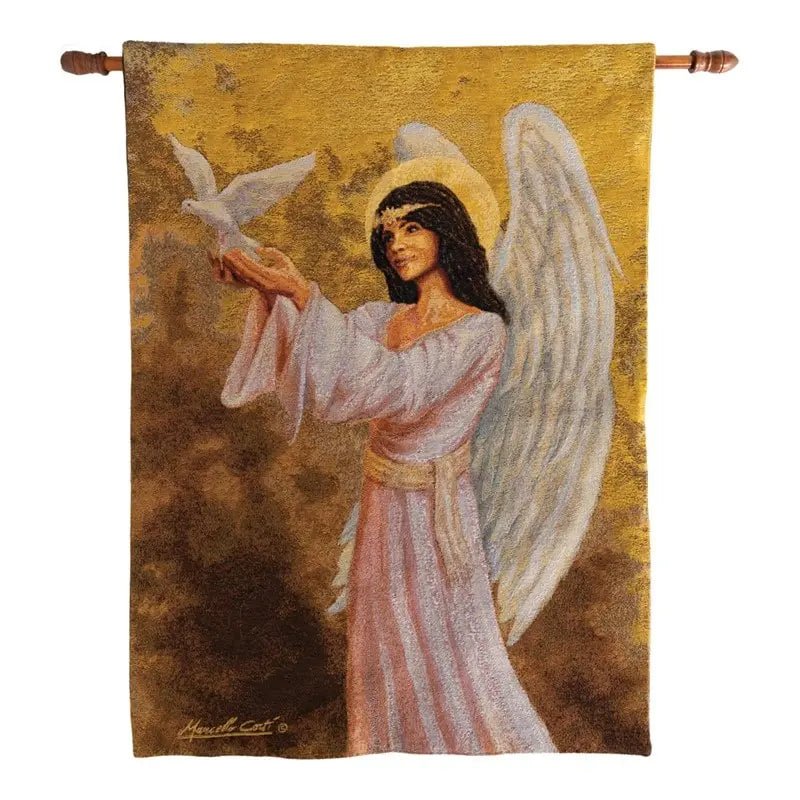 Angel With Dove Woven Tapestry Wall Hanging | 26x36 - AT TEN Distribution