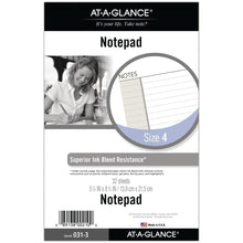 Load image into Gallery viewer, AT - A - GLANCE Day Runner Lined NotePad Pages, 87275 DAY - TIMER, Refill, Loose - Leaf, Undated, for Planner, 5 - 1/2&quot; x 8 - 1/2&quot;, Size 4, 32 Sheets/Pack (031 - 3) - AT TEN Distribution
