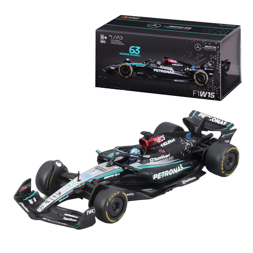 Bburago 1:43 2024 Race Mercedes W15 with Helmet, Russell 63 - AT TEN Distribution