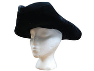 Black Velet Colonial Hat - O/S - AT TEN Distribution