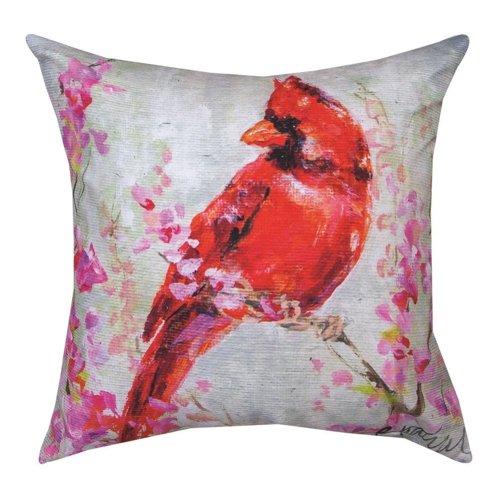 Cardinal In Redbud Climaweave Pillow 18