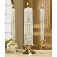 Load image into Gallery viewer, CB Church Supply Hand Crafted Wedding Candle Set by Will &amp; Baumer, Set of 3, Ornate Cross - AT TEN Distribution

