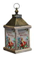 CC Home Furnishings Brown Winter Birch Santa Fiber Optic Large Lantern 7.5