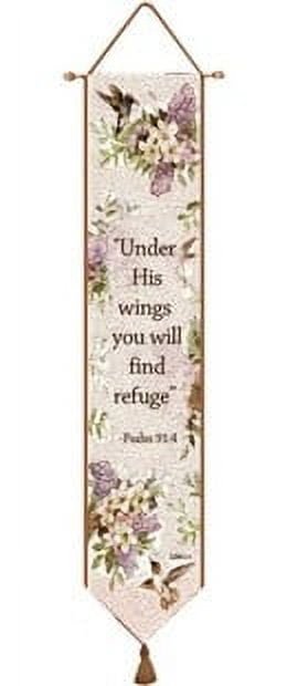 Charlotte Home Furnishings WW - 8825 - 12352 Whisper Wings With Verse Decorative Bell Pull&44; White - AT TEN Distribution