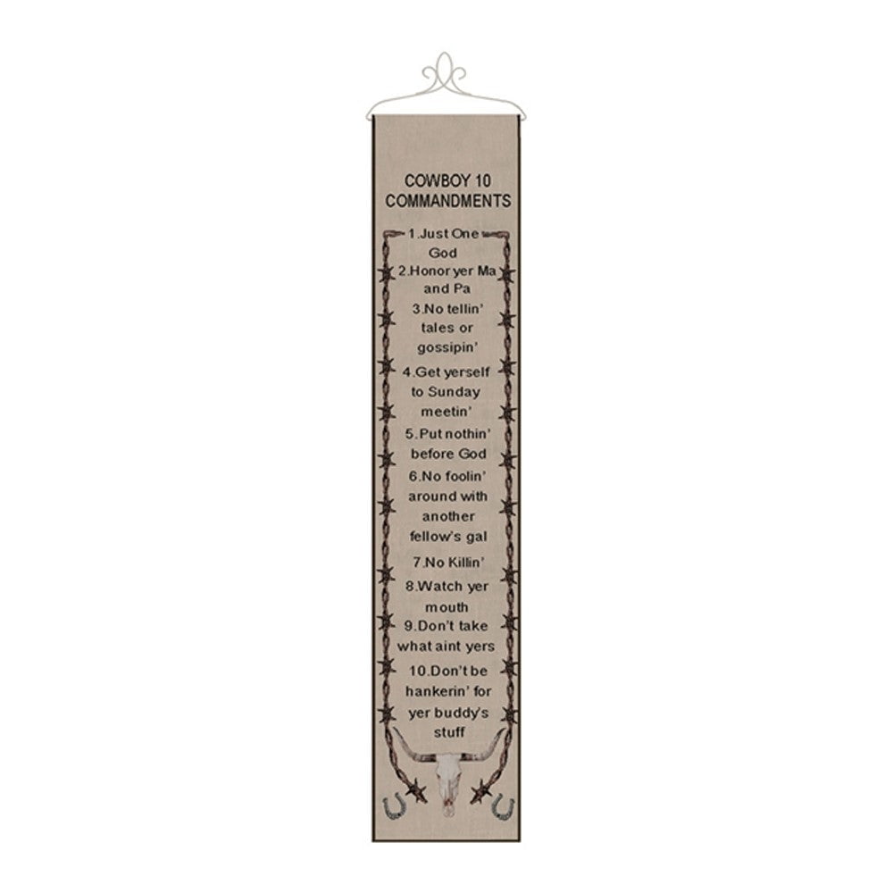 Cowboy 10 Commandments - 9X41 Woven Tapestry Bell Pull - AT TEN Distribution