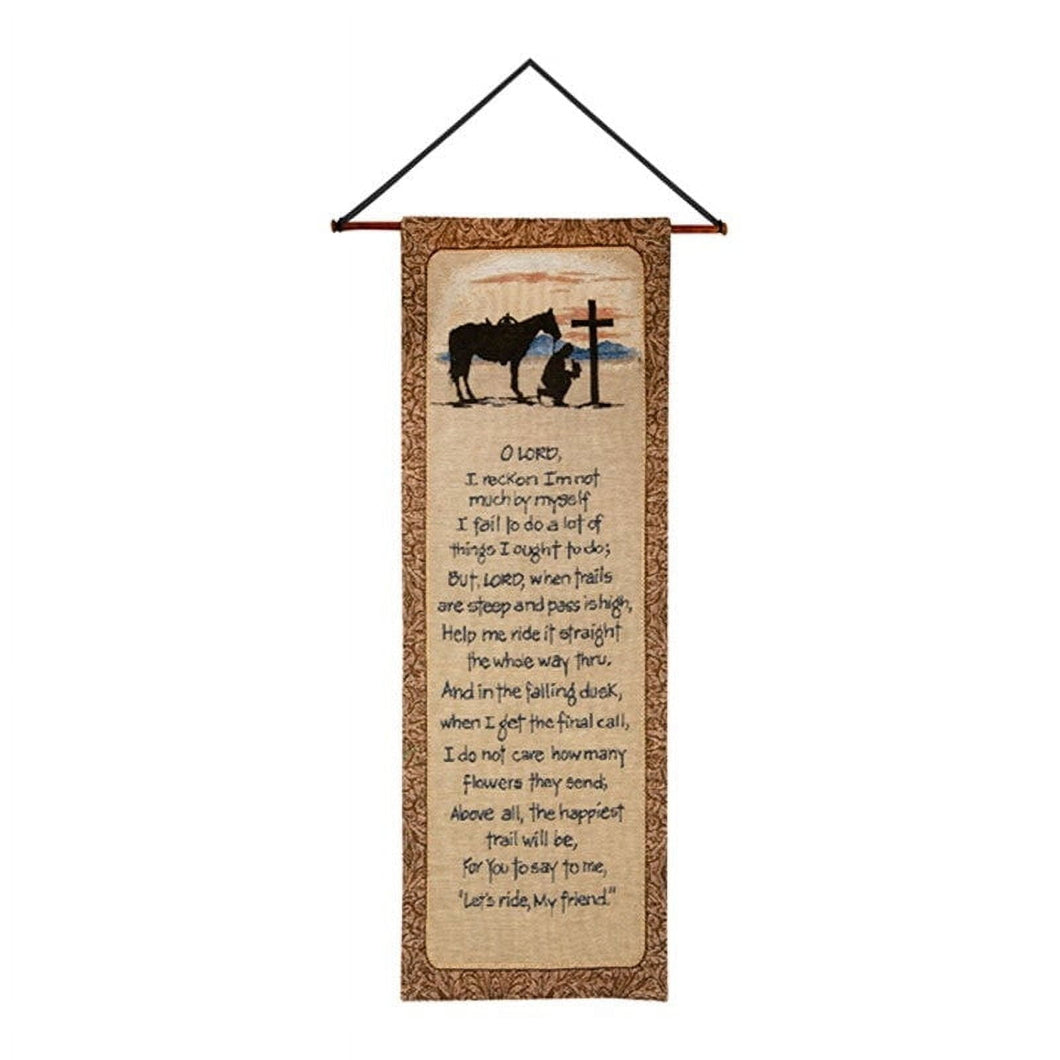 Cowboy Prayer Wall Hanging 13x36 inch Tapestry with hanger - AT TEN Distribution