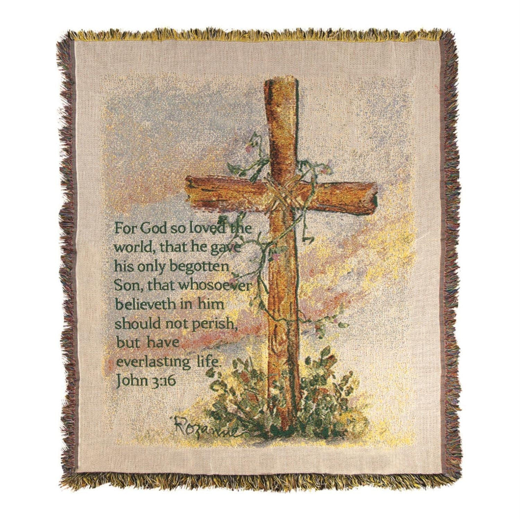 Cross Inspirational Cotton Yarn Tapestry Throw with Multi Finish ATSAC - AT TEN Distribution