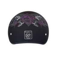 D.O.T. DAYTONA SKULL CAP- W/ PURPLE ROSE- XS