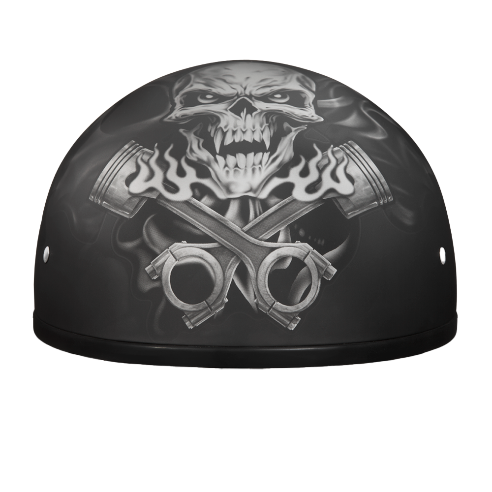 D.O.T. DAYTONA SKULL CAP- W/ PISTONS SKULL- L