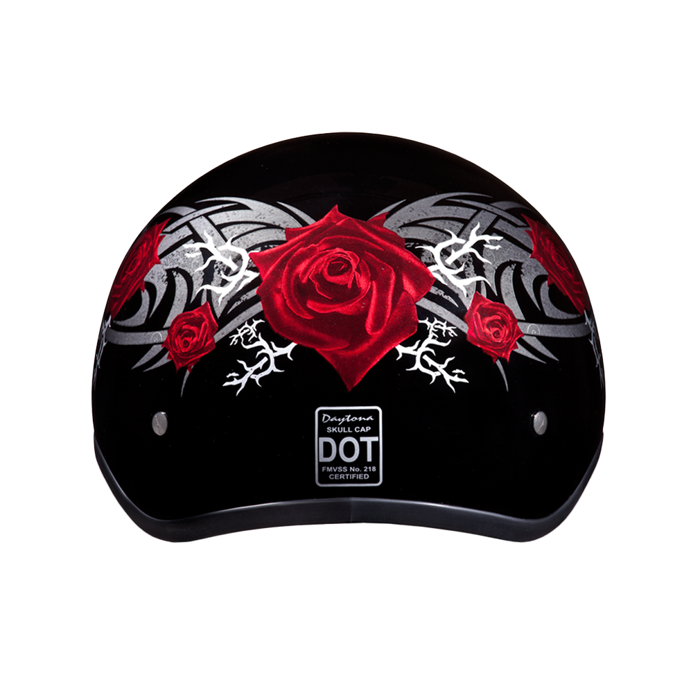D.O.T. DAYTONA SKULL CAP- W/ ROSE- XS