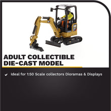 Load image into Gallery viewer, Diecast Masters CAT Caterpillar 301.7 CR Next Generation Mini Hydraulic Excavator with Work Tools and Operator High Line Series 1/50 Model 85597 - AT TEN Distribution
