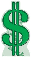 Dollar Sign - Cardboard Cutout - AT TEN Distribution