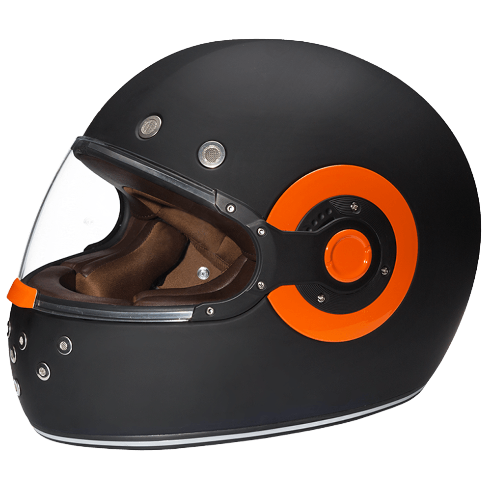 D.O.T. DAYTONA RETRO - DULL BLACK W/ ORANGE ACCENTS - L - AT TEN Distribution