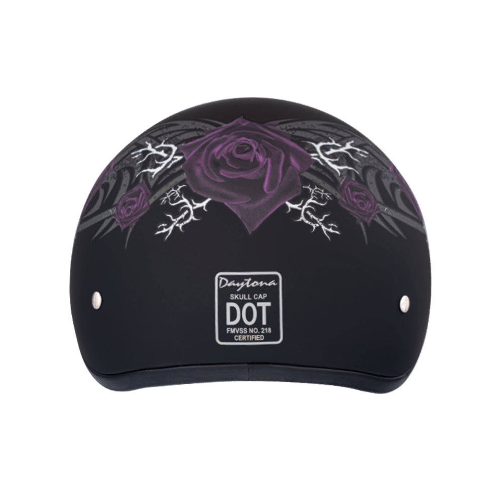 D.O.T. DAYTONA SKULL CAP - W/ PURPLE ROSE - XS - AT TEN Distribution