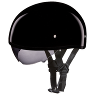 D.O.T. DAYTONA SKULL CAP W/ INNER SHIELD- HI-GLOSS BLACK- XS