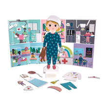 Load image into Gallery viewer, Floss &amp; Rock Magnetic Florence Doll - 40 - Piece Wooden Educational Dress - Up Set - Doctor, Nurse, and Patient Outfits - Montessori Toy with Reversible Scene &amp; Easy Storage Creative Play for Kids Ages 3+ - AT TEN Distribution
