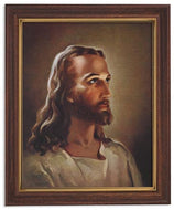 Gerffert Collection Sallman Head of Christ Catholic Framed Portrait Print, 13 Inch (Wood Tone Finish Frame) - AT TEN Distribution