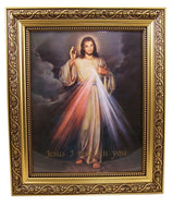Gerffert Collection The Divine Mercy Framed Portrait Print, 13 Inch (Ornate Gold Tone Finish Frame) - AT TEN Distribution
