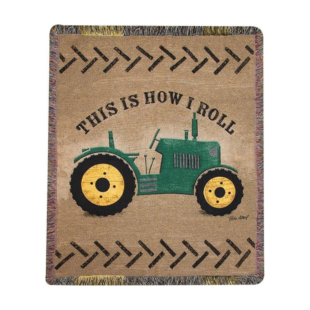 Green and Brown This Is How I Roll Quote Tractor Design Tapestry Throw Blanket 50” x 60” - AT TEN Distribution