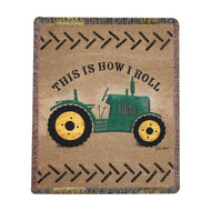 Green and Brown This Is How I Roll Quote Tractor Design Tapestry Throw Blanket 50” x 60” - AT TEN Distribution