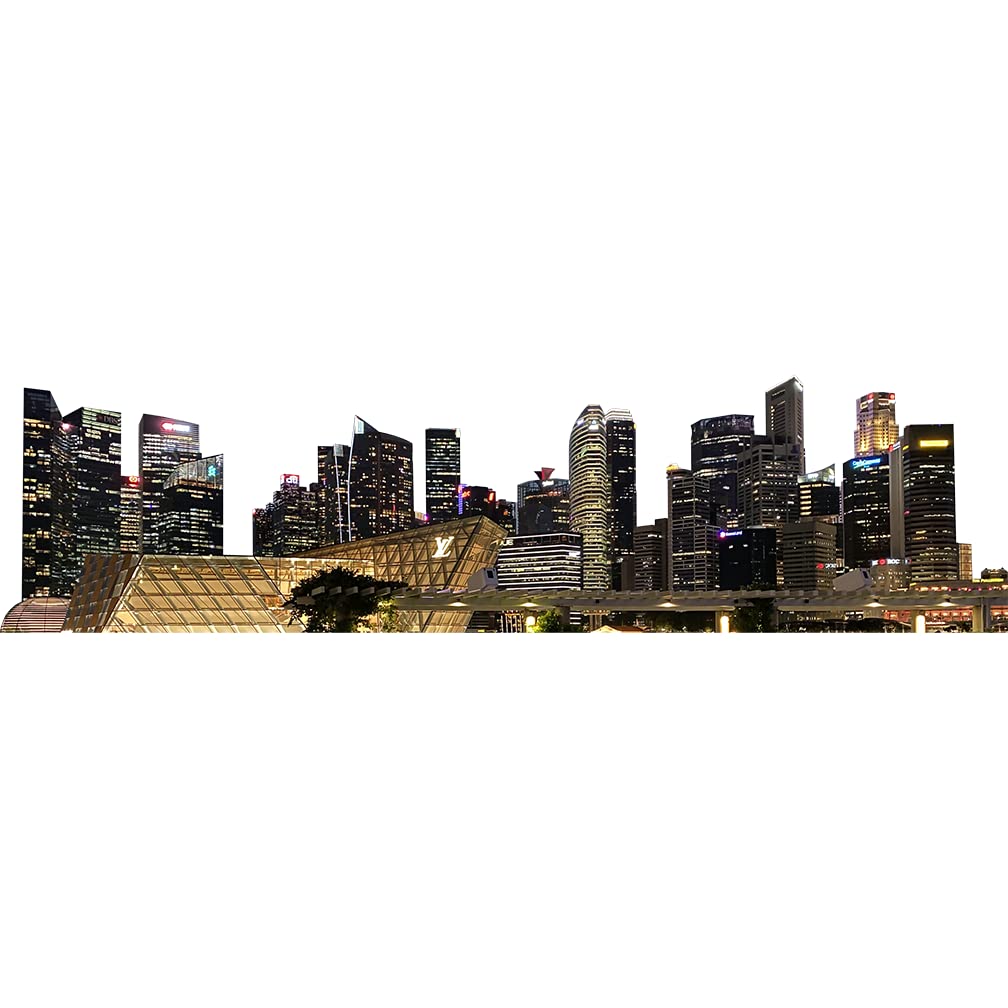 H13478 Singapore City Skyline Dark Night time Asia Cardboard Cutout Back Drop Stand up - AT TEN Distribution