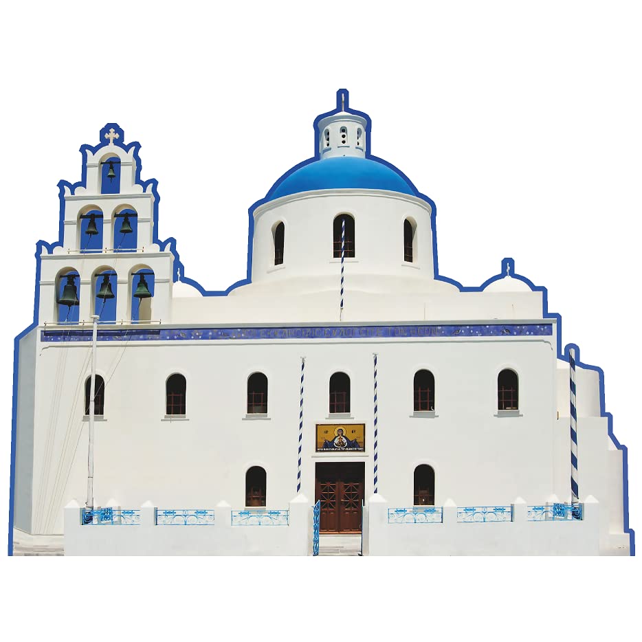 H13496 Blue Domed Church of Oia Santorini Greece Cardboard Cutout Standee Standup - AT TEN Distribution