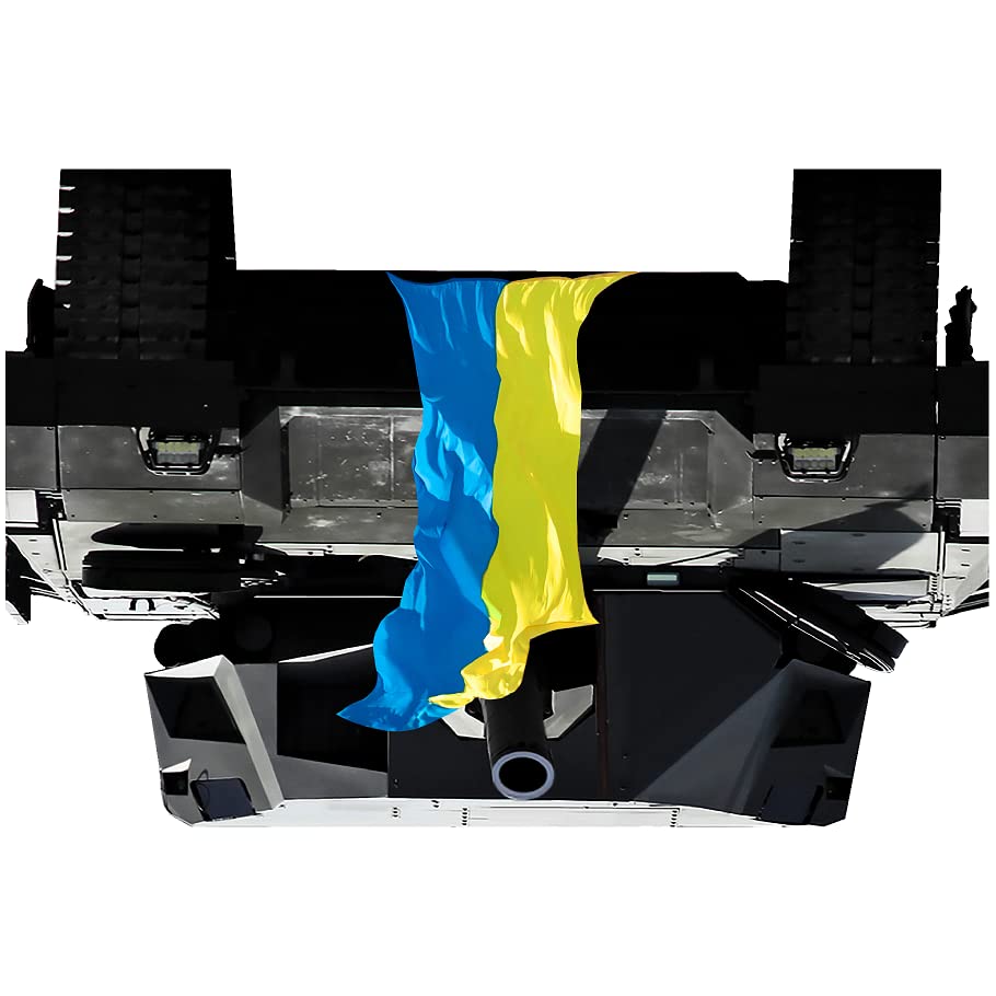 H32028 Toppled Knocked Over Russian Tank Ukraine Flag Cardboard Cutout Standee Standup - AT TEN Distribution