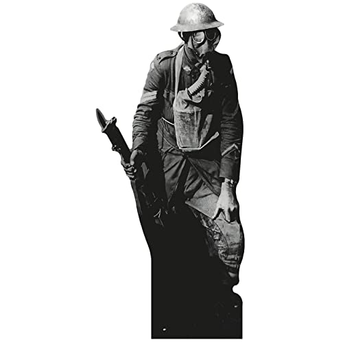 H32029 World War 1 WW1 WWI Gas Mask Soldier Infantry Cardboard Cutout Standee Standup - AT TEN Distribution