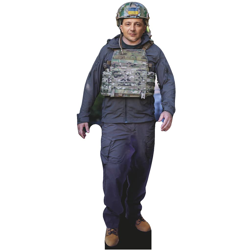 H38133 Volodymyr Zelensky Ukraine Ukrainian Military Helmet Gear Cardboard Cutout Standee Standup - AT TEN Distribution