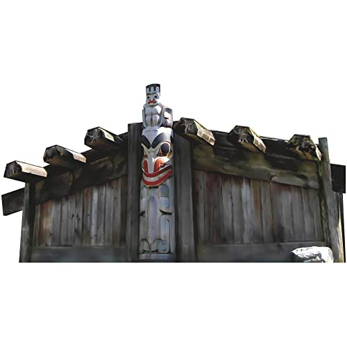 H49923 Pacific Northwest Coast Longhouse Totem Pole Indigenous Tribe Shelter Cardboard Cutout Standee Standup - AT TEN Distribution