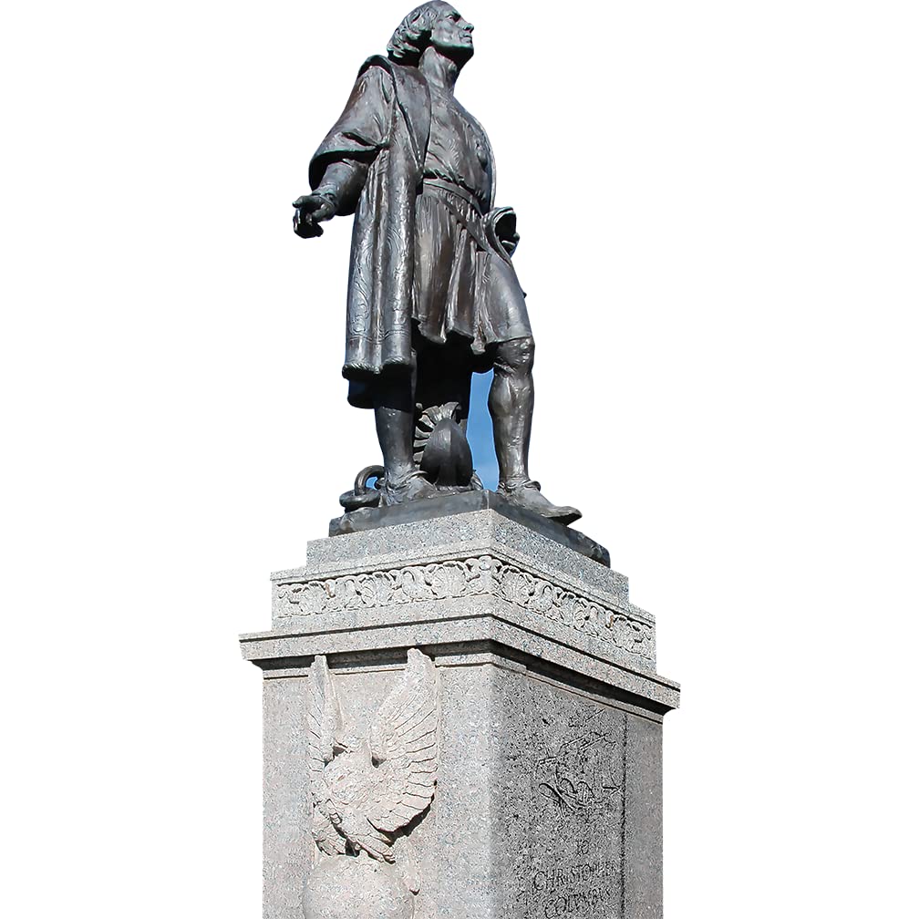 H92115 Removed Bronze Christopher Columbus Taken Down Statue Cardboard Cutout Back Drop Stand up - AT TEN Distribution