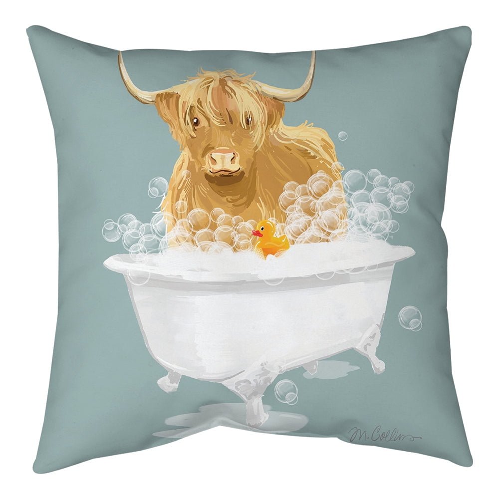 Highland Cow In Tub Climaweave Pillow 18